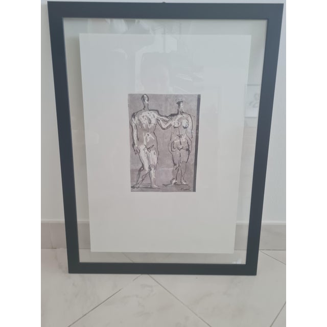 Henry Moore, Nude Two Standing Figures: Man and Woman, 1981, Lithograph, Framed For Sale - Image 3 of 5