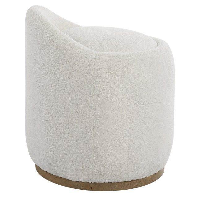 2020s Swirl Swivel Sheepskin Ottoman For Sale - Image 5 of 9