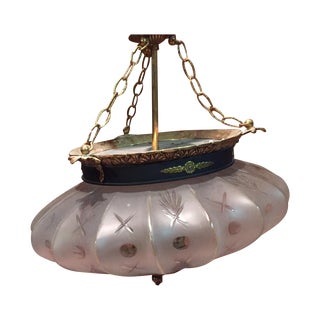 Vintage Frosted Glass Pendant Light For Sale