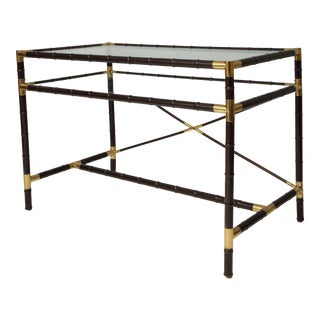 Vintage Faux-Bamboo and Brass Writing Desk/Console For Sale