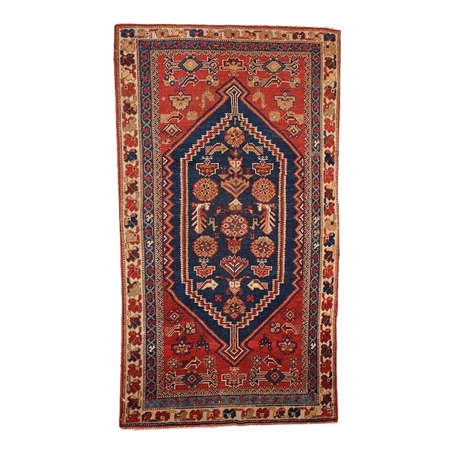 1920s Handmade Antique Persian Shiraz Rug 3.2' X 5.9' For Sale