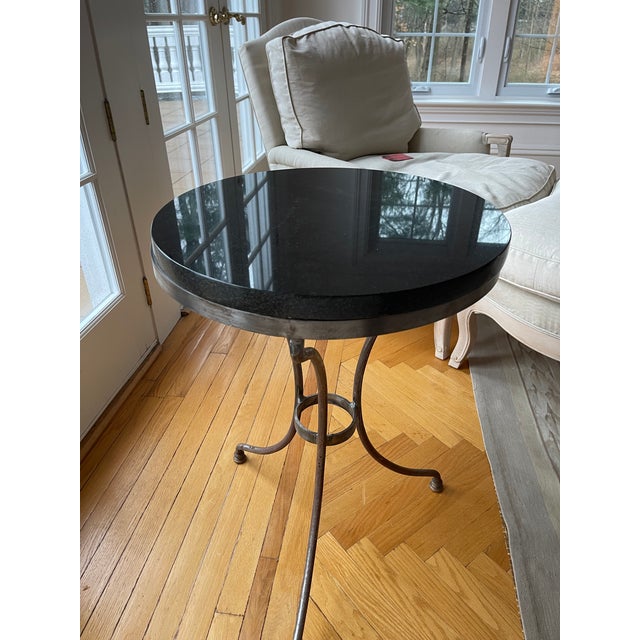 Antique French Maison Jansen Style Gueridon Black Marble Top Side Table For Sale - Image 11 of 12