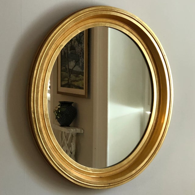French Louis Philippe-Style Giltwood Oval Wall Mirror For Sale - Image 9 of 12