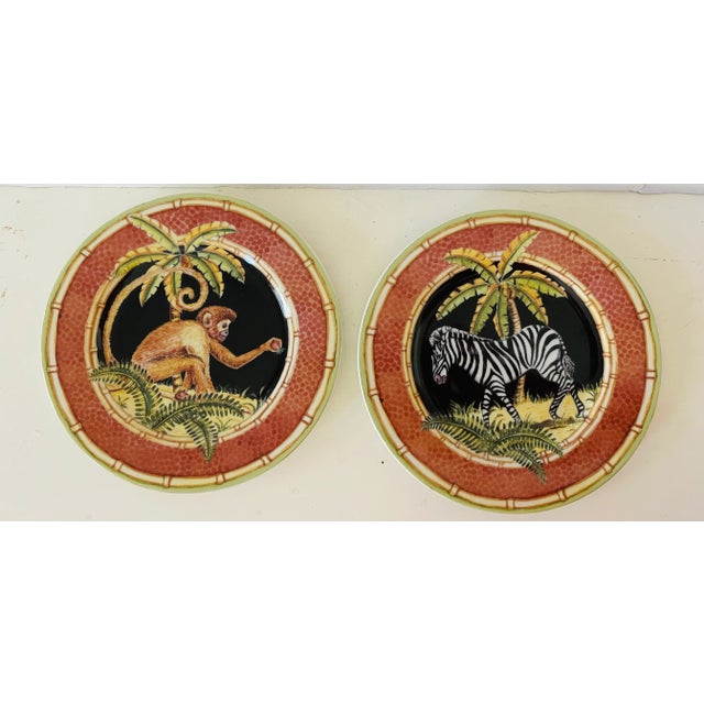 1990s 1990s Coastal Jungle and Safari Sadek Plates- A Pair For Sale - Image 5 of 5
