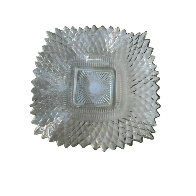 Vintage Indiana Glass Diamond Point Amber Carnival Glass Candy Dish For Sale - Image 11 of 12