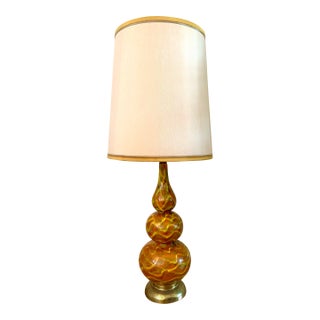 Mid 20th Century Mid Century Tall Ceramic Triple Gourd Table Lamp For Sale