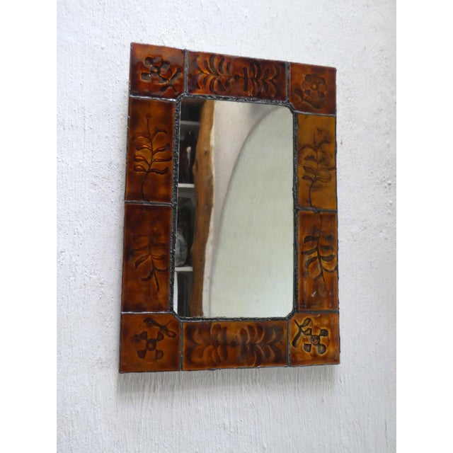 Brutalist Enamelled Copper Mirror, 1970 For Sale - Image 3 of 6
