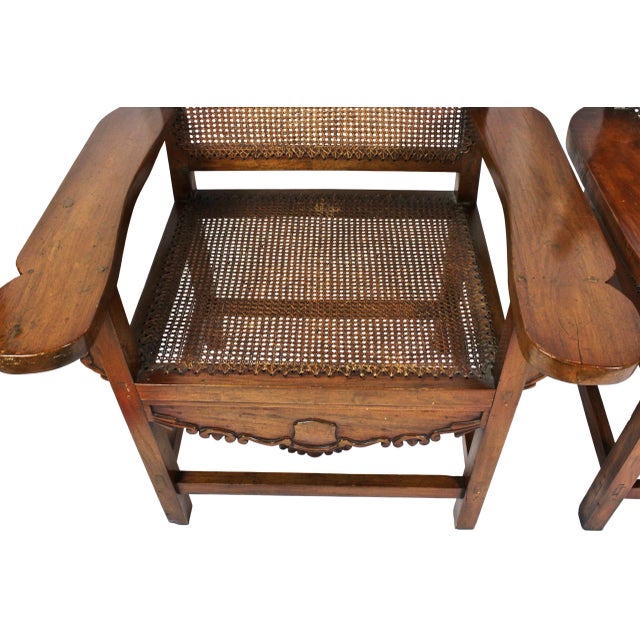 Pair of Antique Handmade Caned Carved Anglo Indian Armchairs For Sale - Image 14 of 18