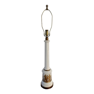 Mid-20th Century Neoclassical Hollywood Regency Tall White and Gold Opaline Table Lamp