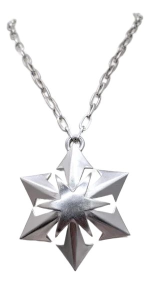 Vintage 1970s Signed Crown Trifari Rhodium Plated Star Pendant Necklace