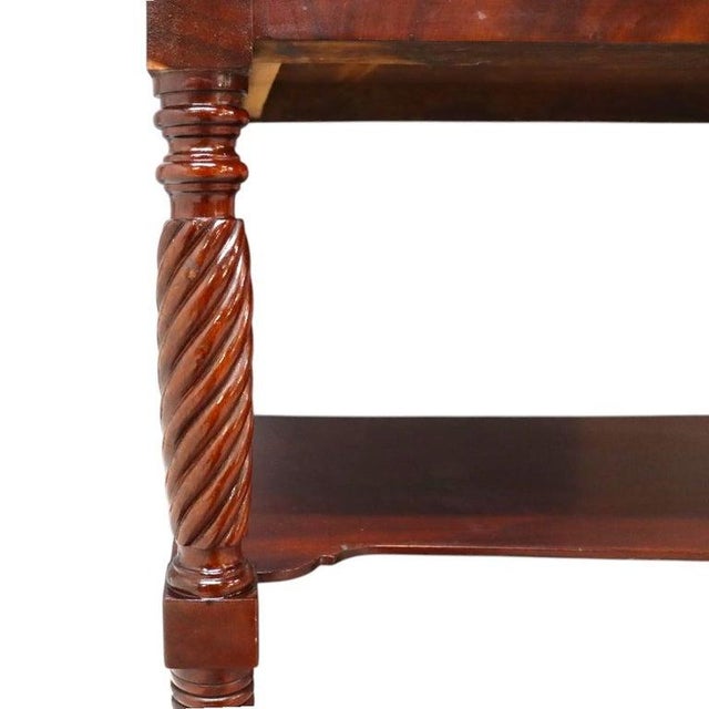 Early 19th Century Sheraton Carved Mahogany 3 Drawer Dressing Table With Barley Twist Legs & Mirror For Sale - Image 12 of 16