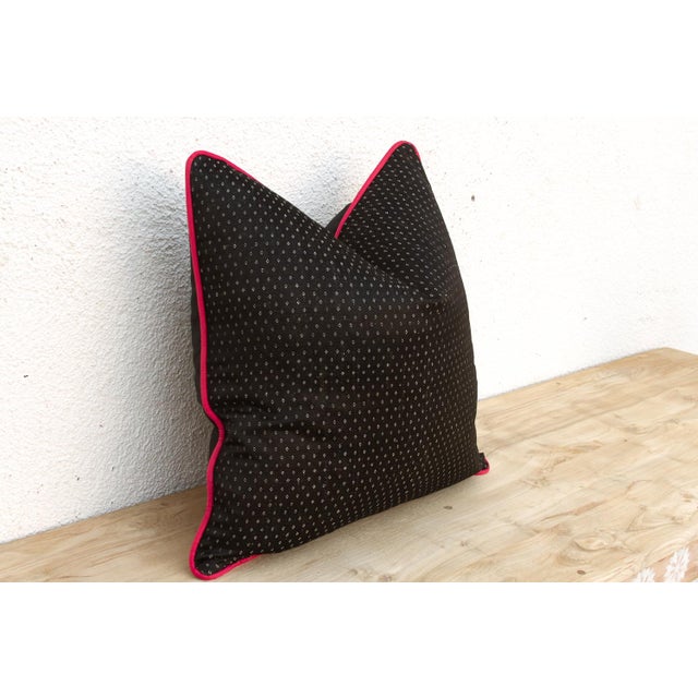 Traditional Aira Black Dotted Ahir Handloom Pillow For Sale - Image 3 of 6
