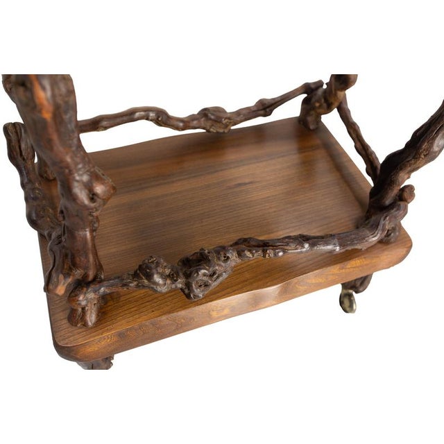 Mid-Century Serving Trolley in Vine Wood and Elm, 1960 For Sale - Image 9 of 13