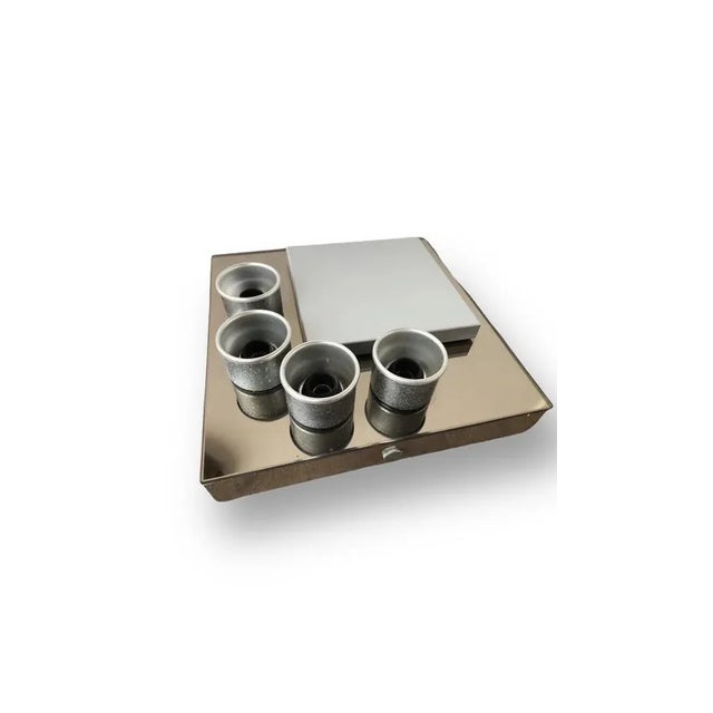 Gray Italian Square Ceiling Light in Aluminum and Steel, 1970s For Sale - Image 8 of 9