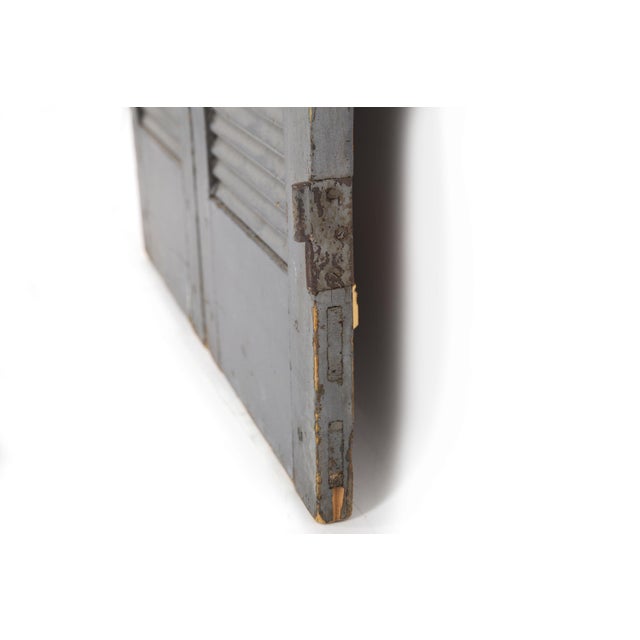 Pair of Weathered Gray-Painted Arched Dome Louvered Doors, 19th Century For Sale - Image 11 of 17