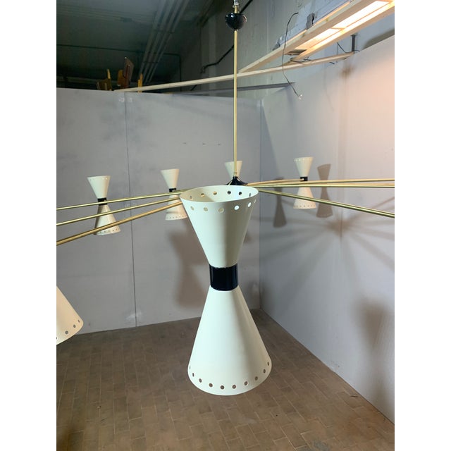 Beige 12-Arm Chandelier from Stilnovo, Milan, Italy, 1950s For Sale - Image 8 of 13