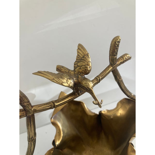 French Early 20th Century Art Nouveau Chinoiserie Gilt Bronze Centerpiece. Wonderful detail work with drags, bird, and...