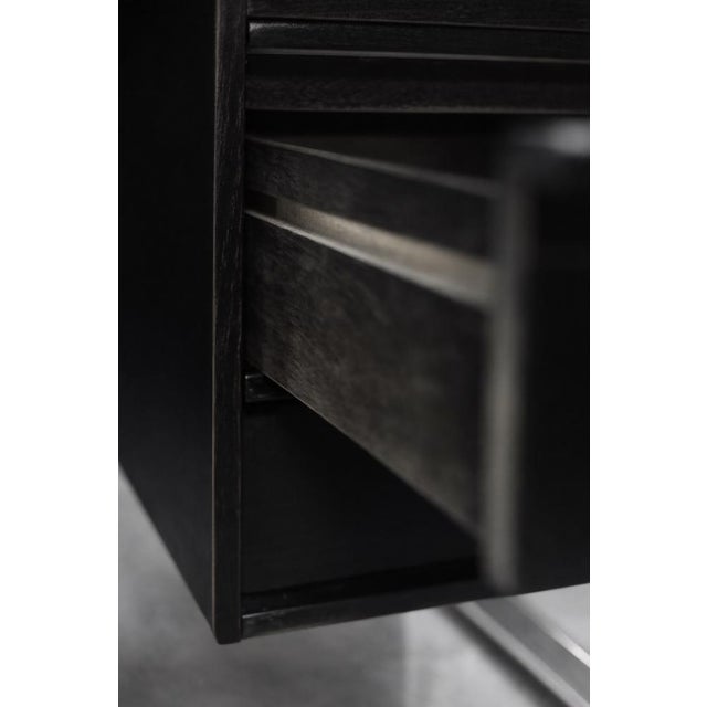 Vintage Danish Black Oak Desk with Chrome Base, 1970s For Sale - Image 11 of 18