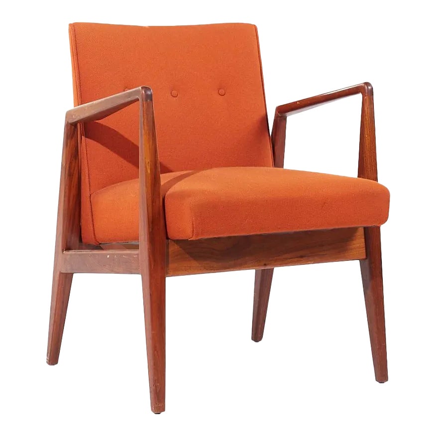 Jens Risom Mid Century Walnut Lounge Chair | Chairish