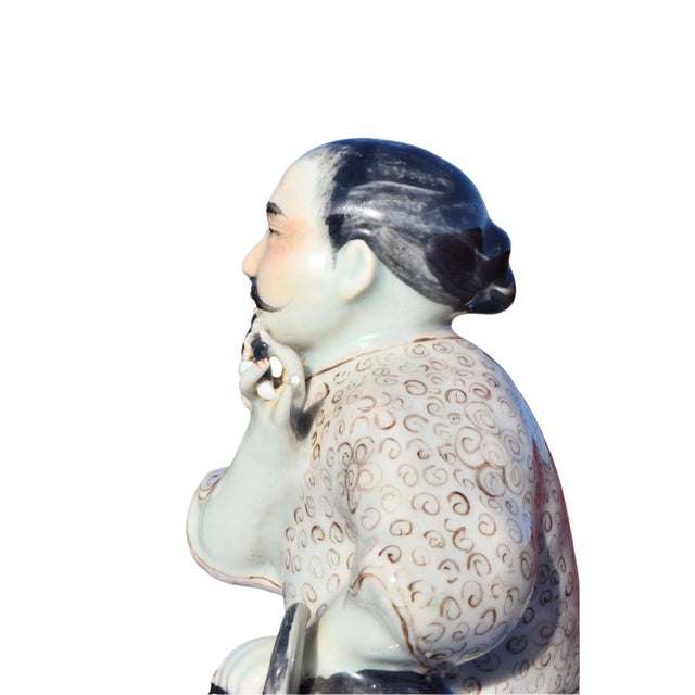 Pair of Chinese Scholar Porcelain Figurines For Sale - Image 12 of 15
