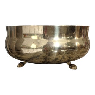 Vintage Brass Claw Foot Cachepot Planter Bowl For Sale