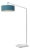 Stretch 75"h 1-Light Chairside Arc Lamp, Turquoise Linen Shade, White Body, Dimmable, for Living Room or Bedroom For Sale