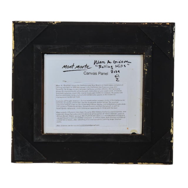 Marc A. Graison California Landscape "Rolling Hills" Painting Including the Antiqued Gold Wood Frame For Sale - Image 4 of 5