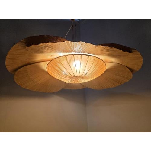 An original uchiwa hana i pendant light designed by ingo maurer and produced by design m, germany, circa 1970. Part of...