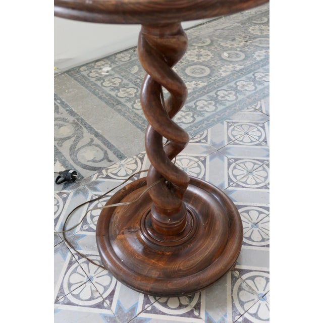 Vintage Twisted Wooden Lamp Base with Shelf, 1970s For Sale - Image 10 of 11