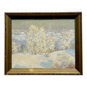 Vintage Boho Original 1983 Winter Landscape Oil on Canvas