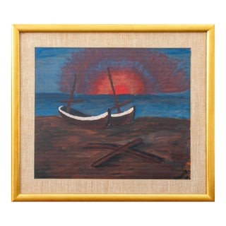School Boats at Sunset Acrylic For Sale