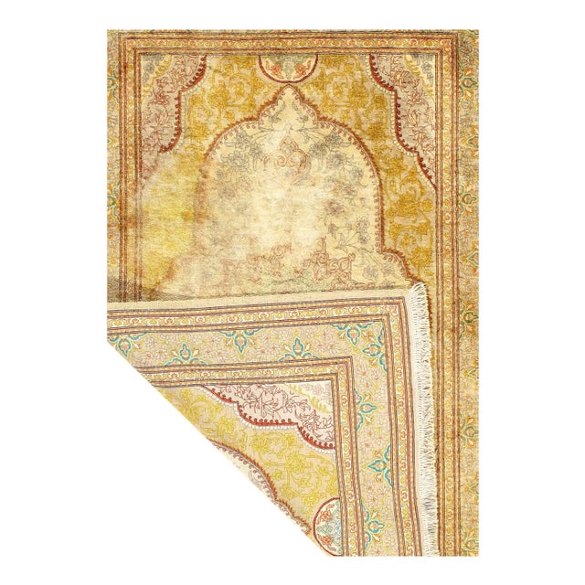 Traditional 2020s Persian Fine Hand Pure Silk Qum Rug For Sale - Image 3 of 12
