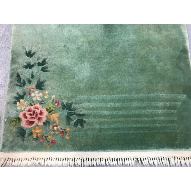 Asparagus Vintage Art Deco Chinese Rug - 3′ × 4′9″ For Sale - Image 8 of 11
