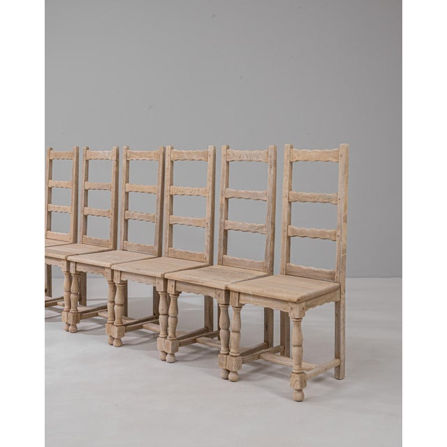 20th Century French Oak Ladder-Back Dining Chairs - Set of 6 For Sale - Image 10 of 18