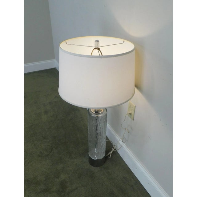 Mid-Century Modern Chrome & Patterned Glass Column Lamps - 1970's - a Pair For Sale - Image 12 of 12