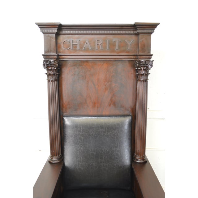 Antique Masonic Temple Mahogany High Back Throne Chair Charity