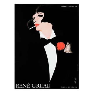 Woman with Carnation Poster by René Gruau, 1981 For Sale