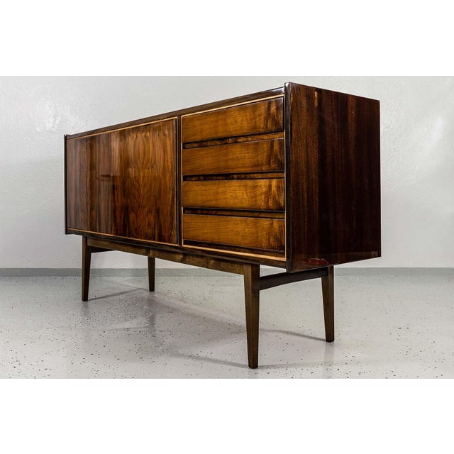 Vintage sideboard designed by Stanisław Albracht, manufactured by Bydgoskie Zakłady Drzewne in 1972. The piece has...