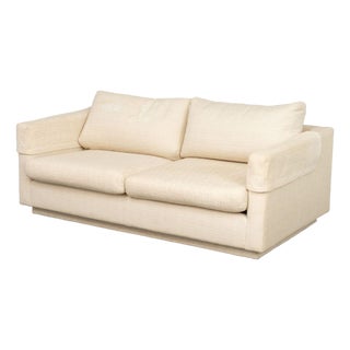 Modern White Upholstered Two-Seat Sofa For Sale