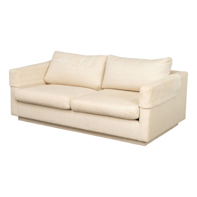 Modern White Upholstered Two-Seat Sofa For Sale