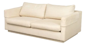 Modern White Upholstered Two-Seat Sofa