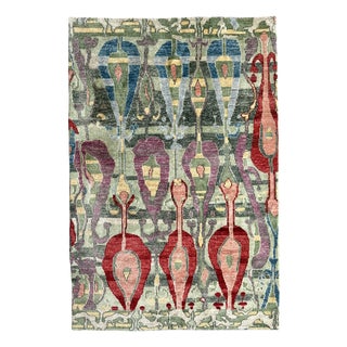 Vintage Art Deco Style Handwoven Wool Rug, Armenia, 1960s For Sale