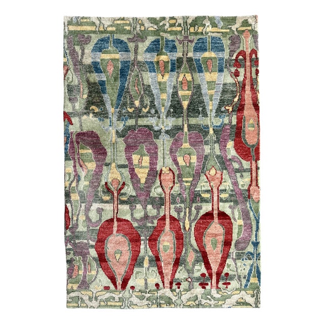 Vintage Art Deco Style Handwoven Wool Rug, Armenia, 1960s For Sale