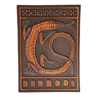 Ceramic Salamander Wall Relief by Günter Praschak for Knabstrup, Denmark, 1960s For Sale