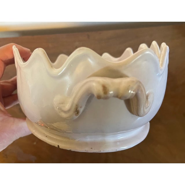 Antique 18th Century French Louis XVI Tin Glaze Delft Faience Monteith Jardiniere Cachepot For Sale - Image 9 of 13