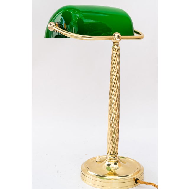 Banker Table Lamp with Glass Shade, Vienna, 1920s For Sale - Image 3 of 18