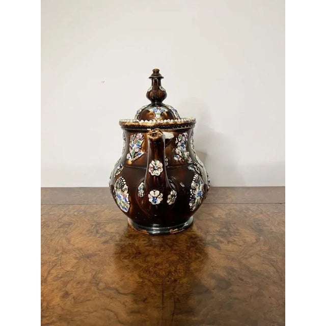 Large Antique Bargeware Tea Pot, 1900s For Sale - Image 3 of 8