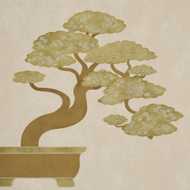 Traditional Sample - Schumacher Bonsai Tree Wallcovering In Neutral For Sale - Image 3 of 5