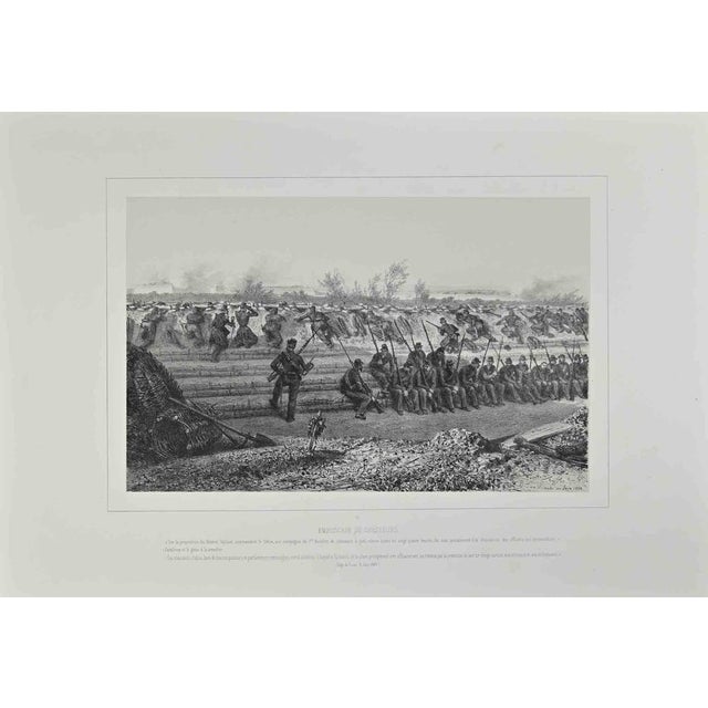 Lithograph realized by Auguste Raffet in 1860. Belongs to the series "Souvenir d'Italie - Expédition de Rome". Good...