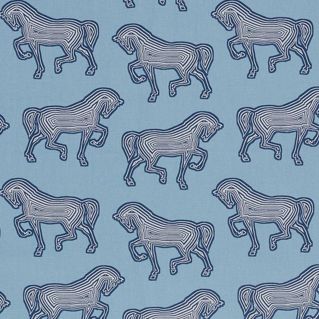 Sample - Schumacher Faubourg Fabric in Blue For Sale
